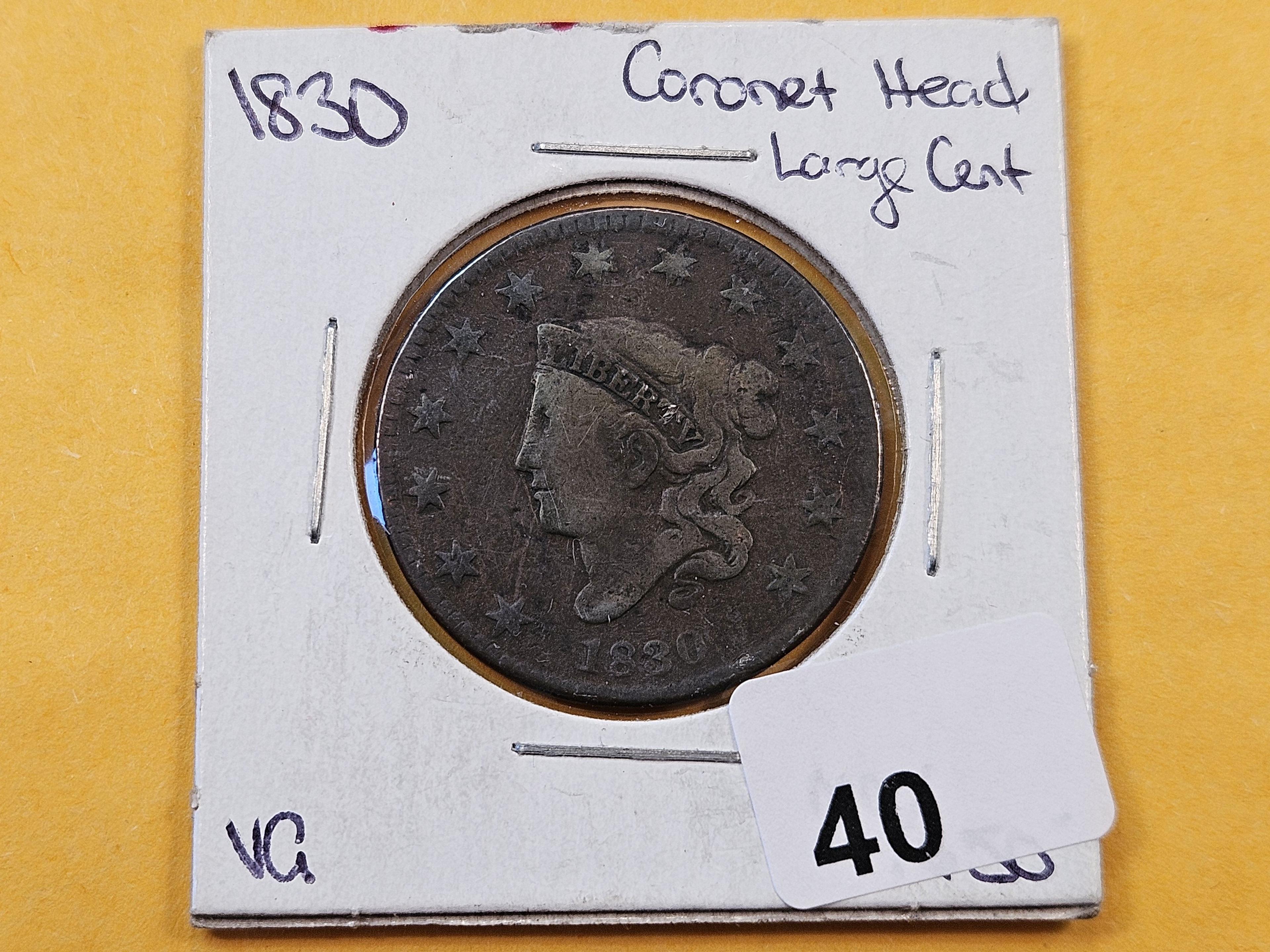 1830 Coronet Head Large Cent