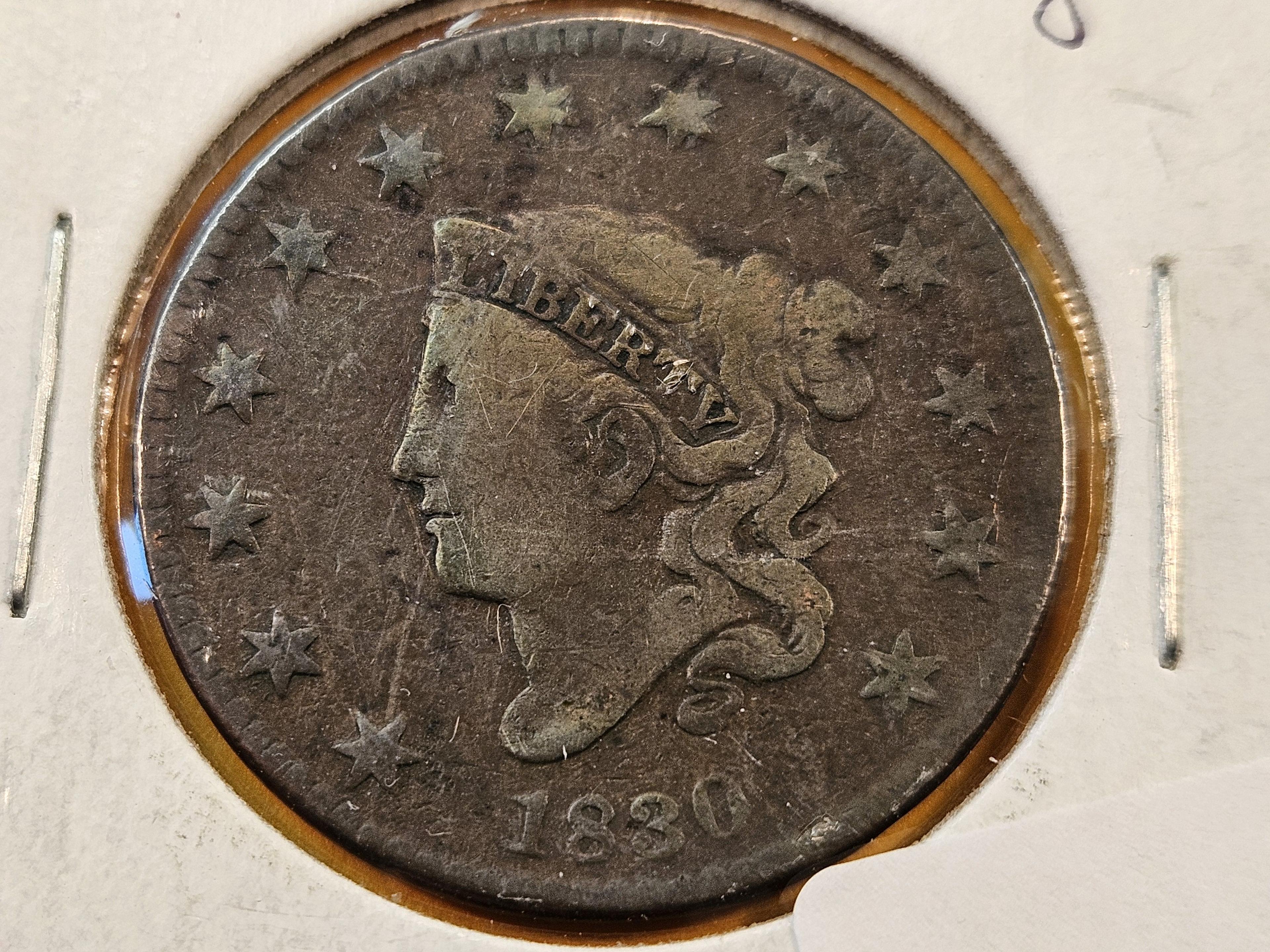 1830 Coronet Head Large Cent
