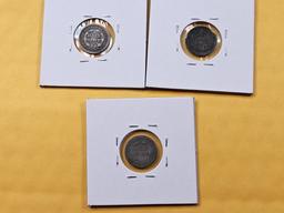 Three Seated Liberty Half Dimes