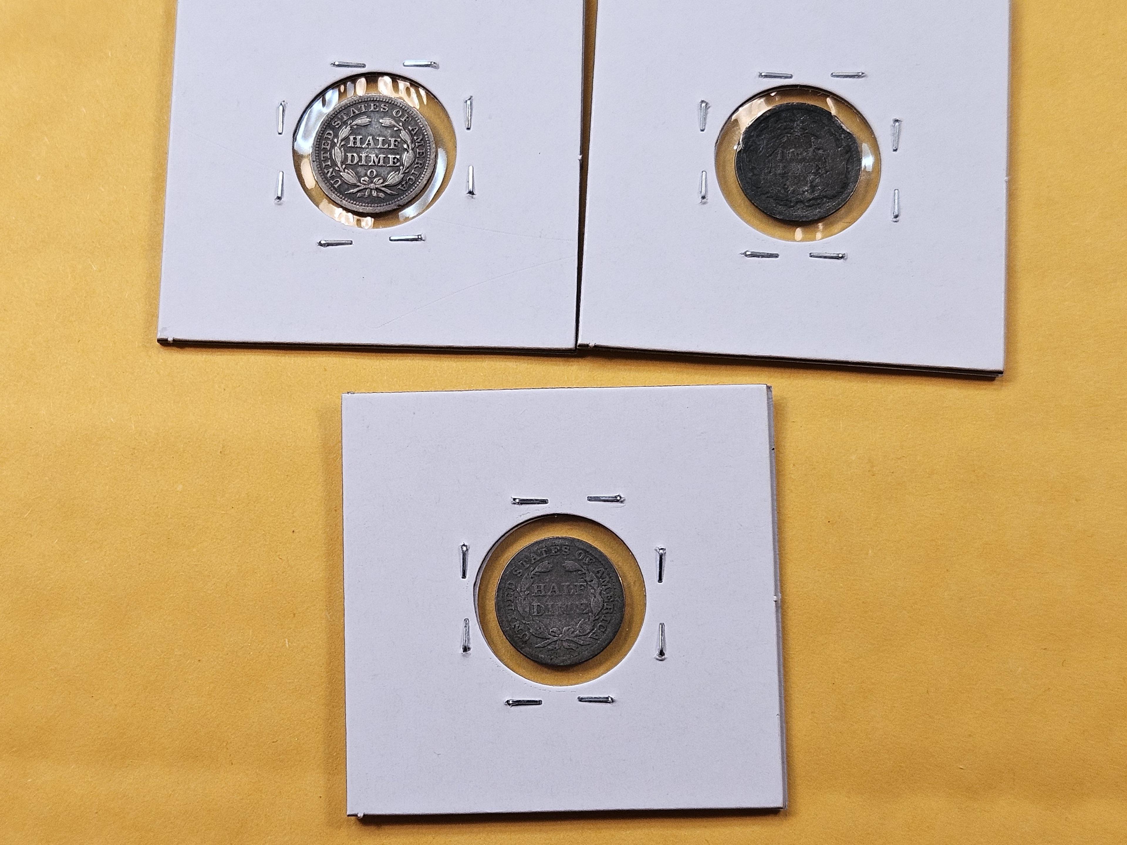 Three Seated Liberty Half Dimes