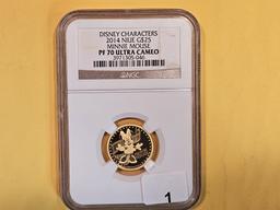 PERFECT DISNEY GOLD! NGC 2014 NIUE Gold $25 in Proof 70 Ultra Cameo