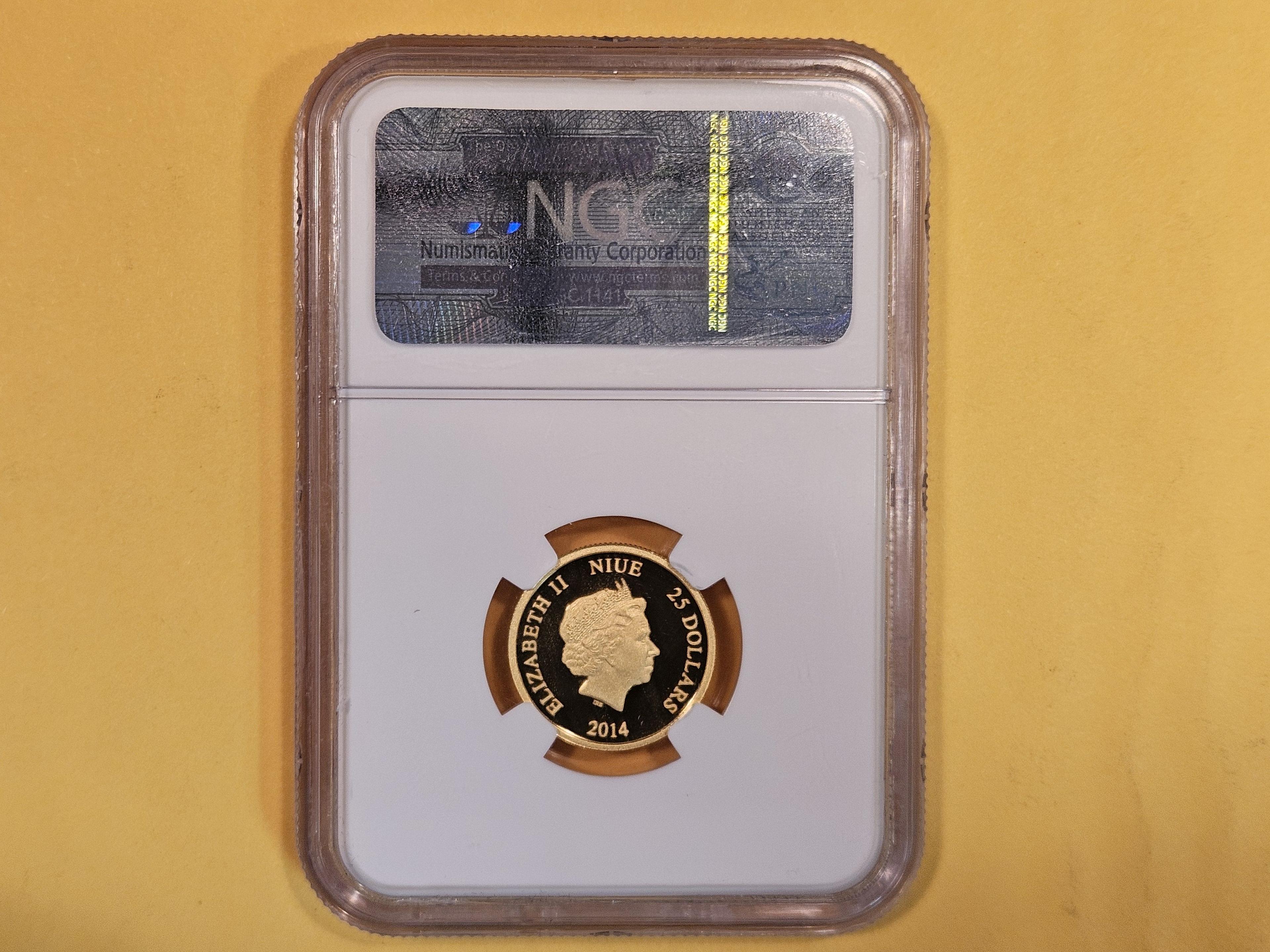 PERFECT DISNEY GOLD! NGC 2014 NIUE Gold $25 in Proof 70 Ultra Cameo