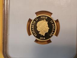 PERFECT DISNEY GOLD! NGC 2014 NIUE Gold $25 in Proof 70 Ultra Cameo