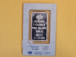 SILVER! PAMP SUISSE One Troy ounce .999 fine silver bar