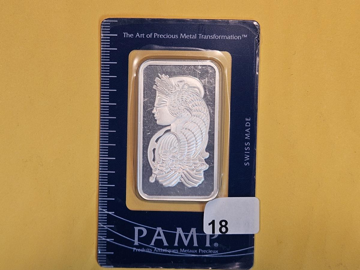 SILVER! PAMP SUISSE One Troy ounce .999 fine silver bar