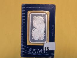 SILVER! PAMP SUISSE One Troy ounce .999 fine silver bar