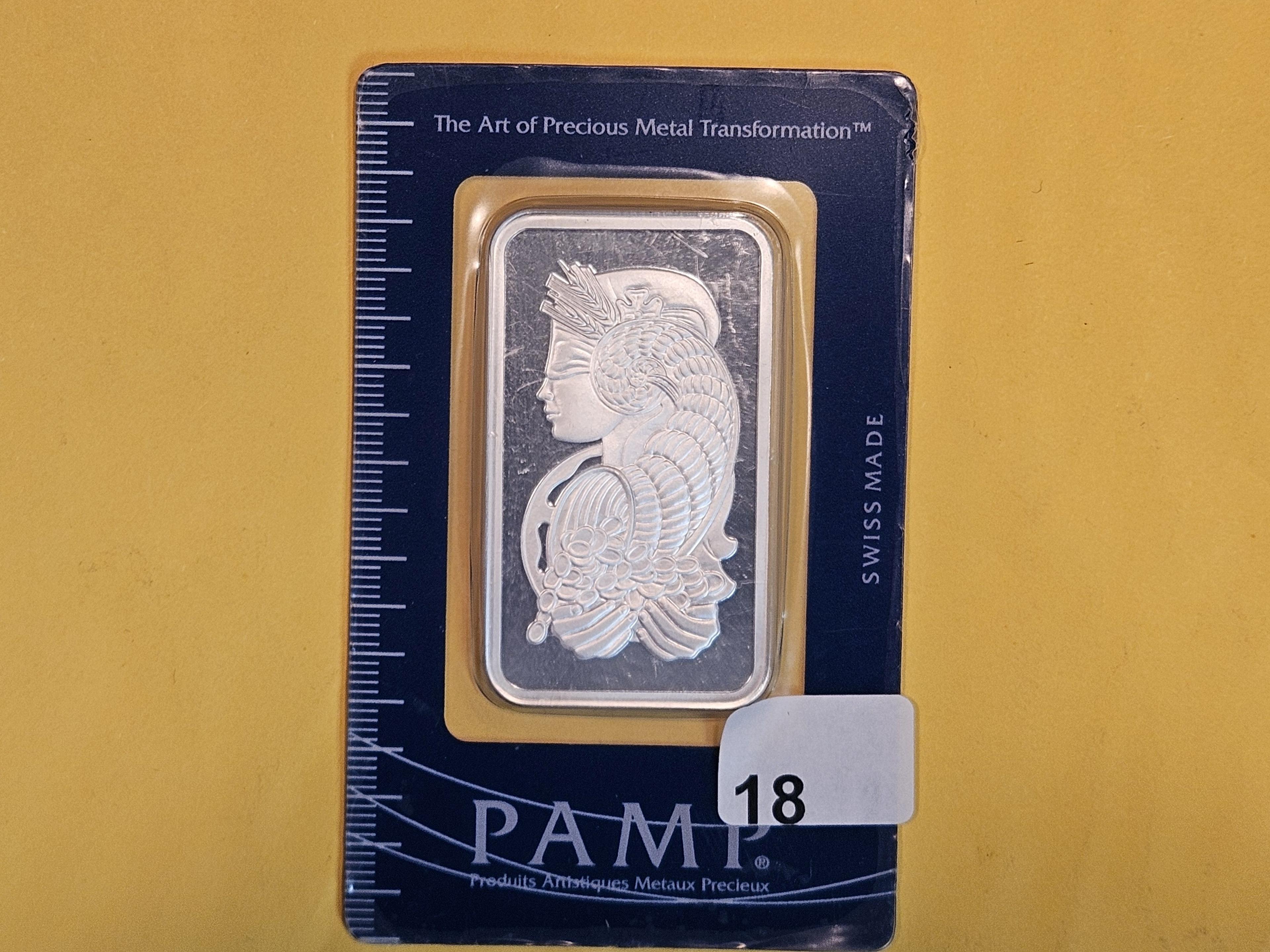 SILVER! PAMP SUISSE One Troy ounce .999 fine silver bar