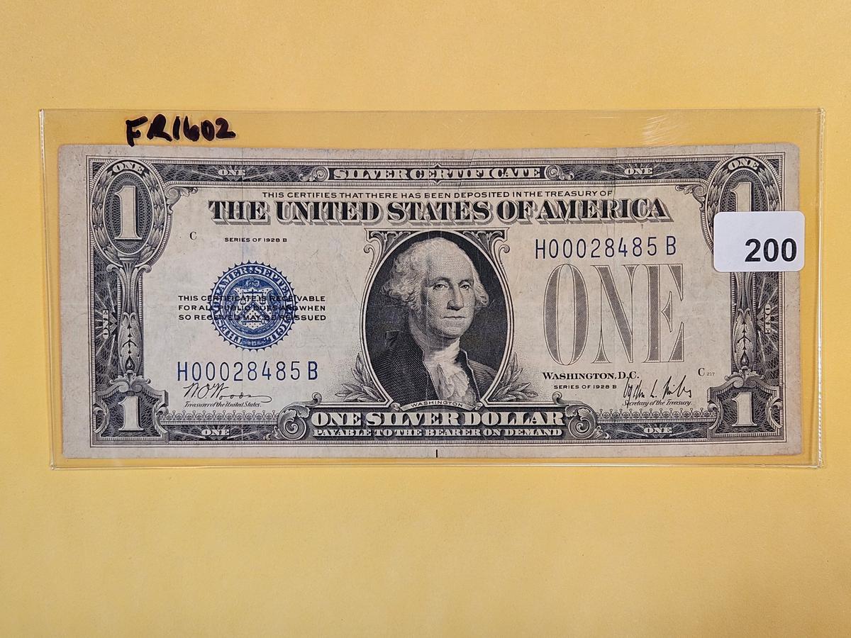 Series of 1928-B One Dollar Silver Certificate FUNNY BACK