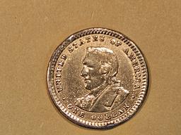 GOLD! Brilliant About Uncirculated plus - details 1904 Lewis & Clark Exposition GOLD Dollar