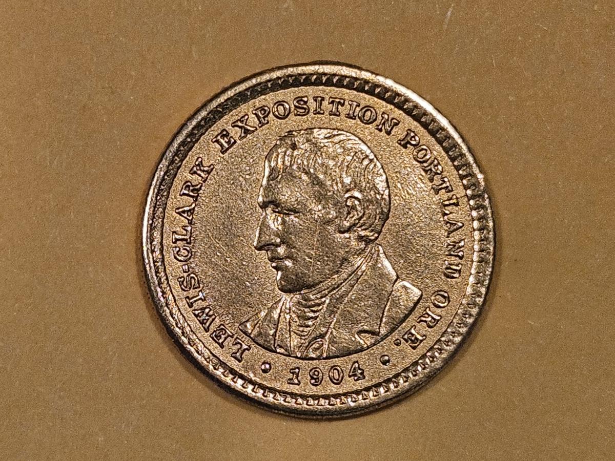 GOLD! Brilliant About Uncirculated plus - details 1904 Lewis & Clark Exposition GOLD Dollar