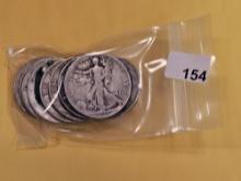 Ten silver Half Dollars