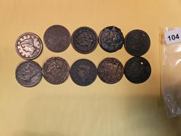 Ten mixed Large Cents