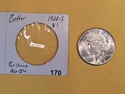 Better Date Brilliant AU-BU 1928-S Peace Silver Dollar