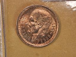 GOLD! Brilliant Uncirculated Mexico 1945 2 1/2 pesos