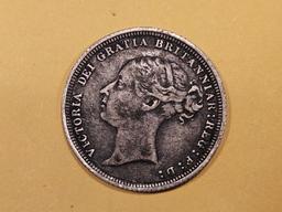 1887 Great Britain 6 pence in Extra Fine