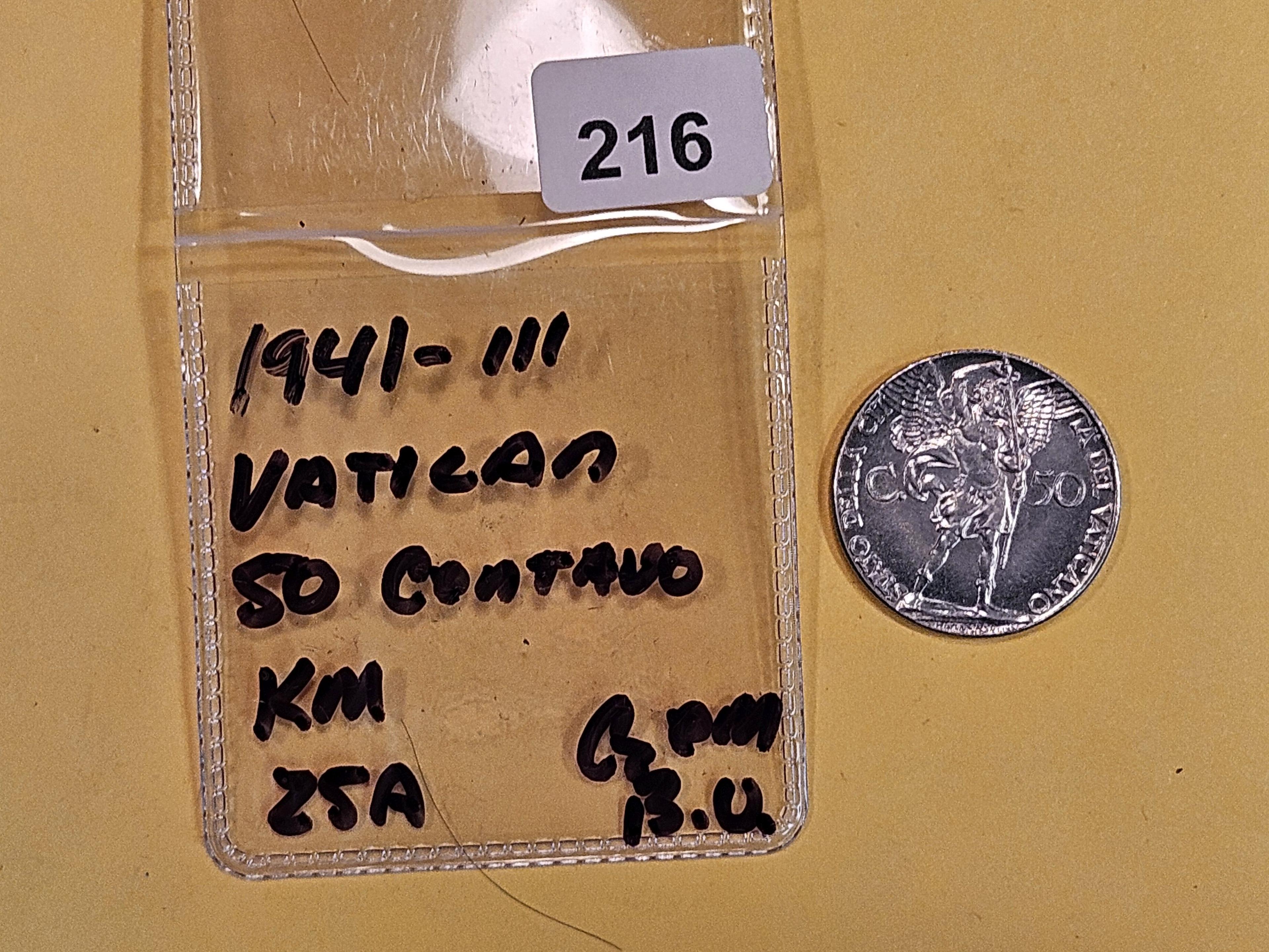 GEM Brilliant Uncirculated 1941 Vatican 50 centavo