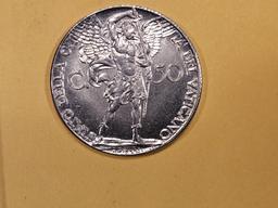 GEM Brilliant Uncirculated 1941 Vatican 50 centavo