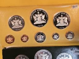 Two 1974 GEM Proof Deep Cameo Trinidad and Tobago Silver Coin Sets