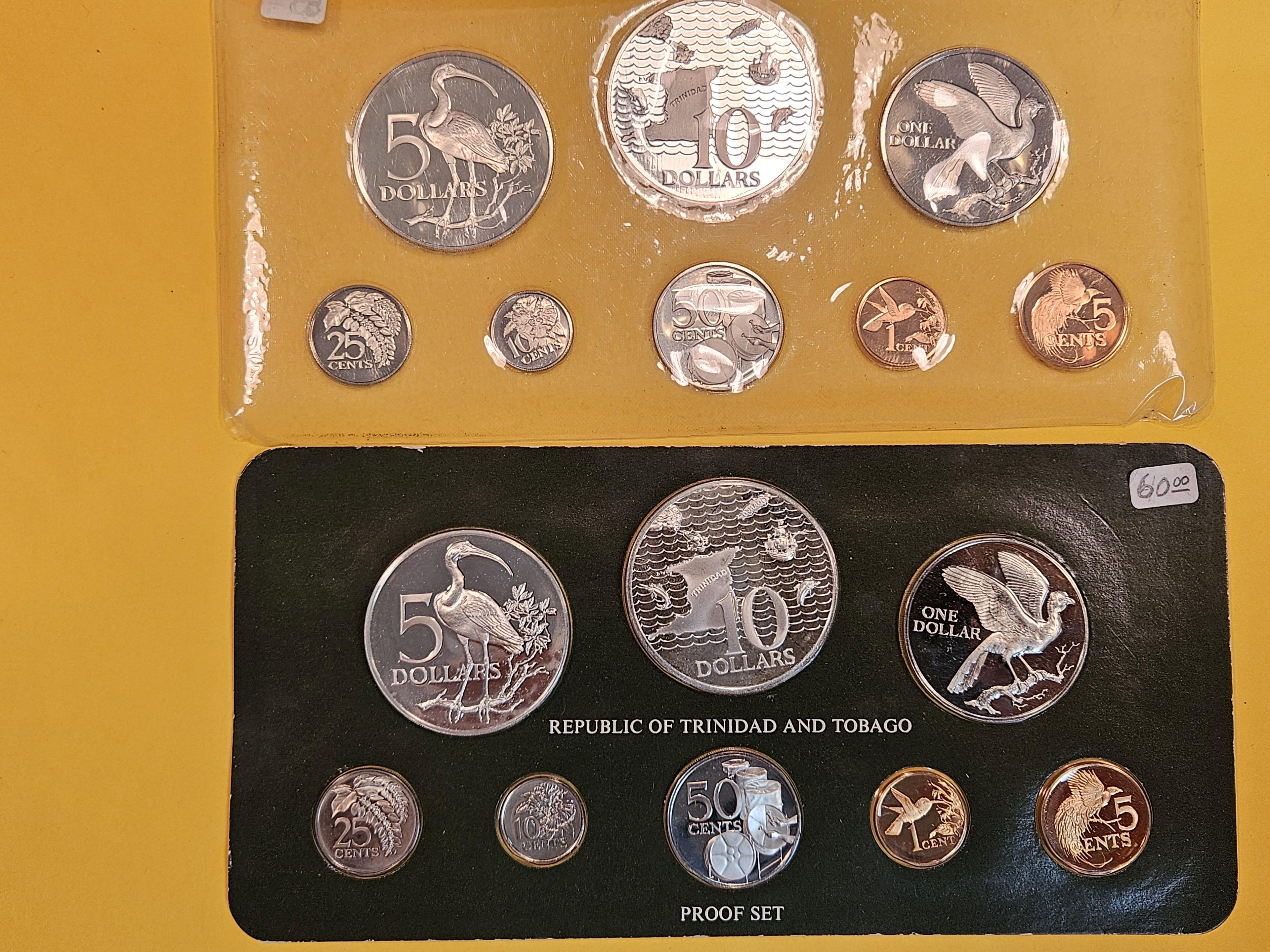 Two 1974 GEM Proof Deep Cameo Trinidad and Tobago Silver Coin Sets