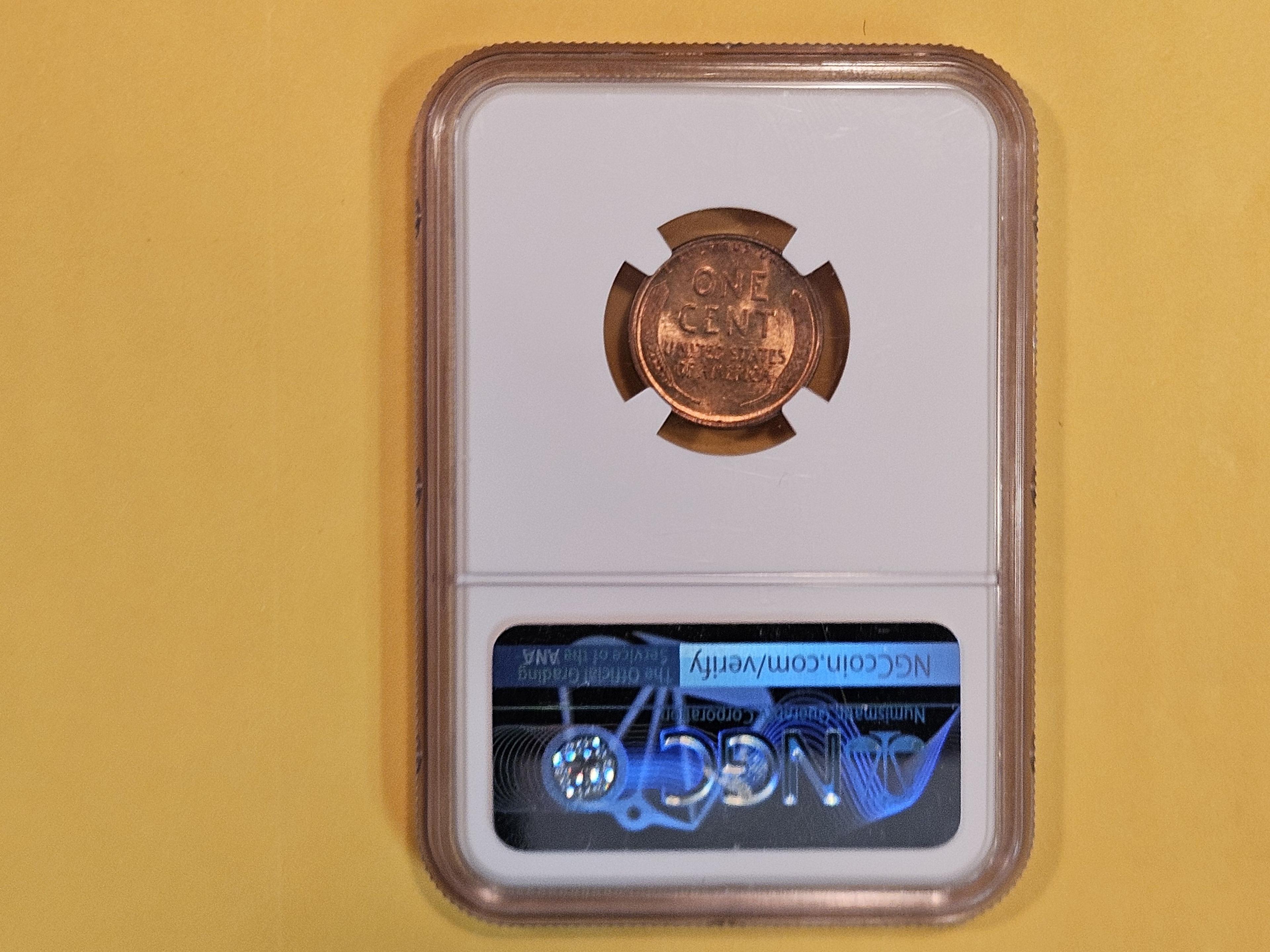 NGC 1923 Wheat cent in Mint State 64 Red-Brown