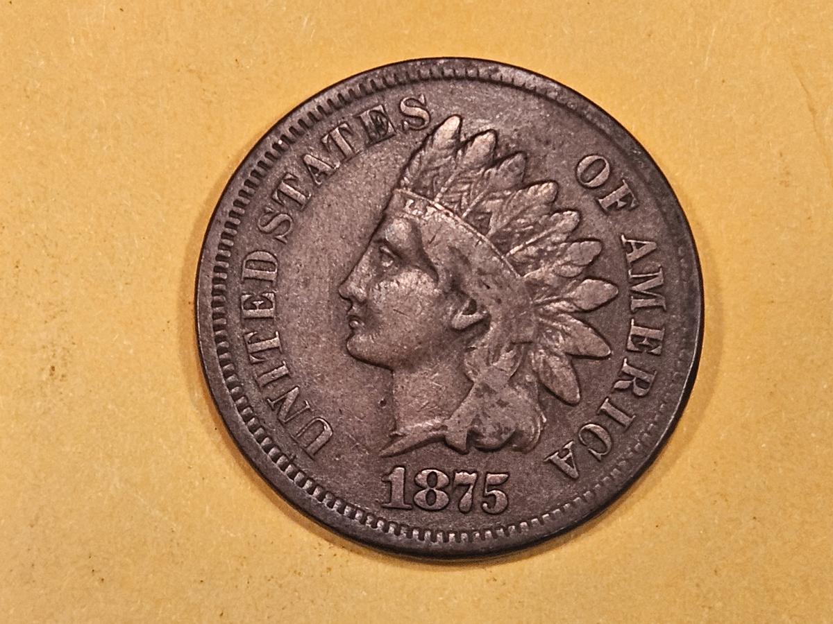 1875 Indian cent in Fine - 15