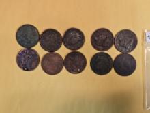Ten mixed Large Cents