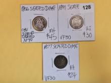 Three slightly better Seated Liberty Dimes