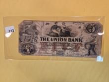 1861 Five Dollar State of New York Note