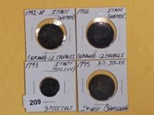 Four older Italian coins