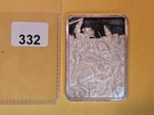One Troy ounce .999 fine silver Art bar