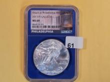 NGC 2017(P) American Silver eagle in Mint State 69