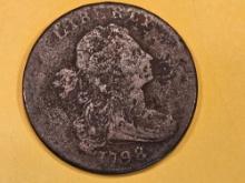 1798 Draped Bust Large Cent in Fine - details
