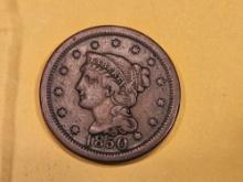 1850 Braided Hair Large Cent