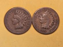 1873 Open and Closed 3 versions Indian Cents