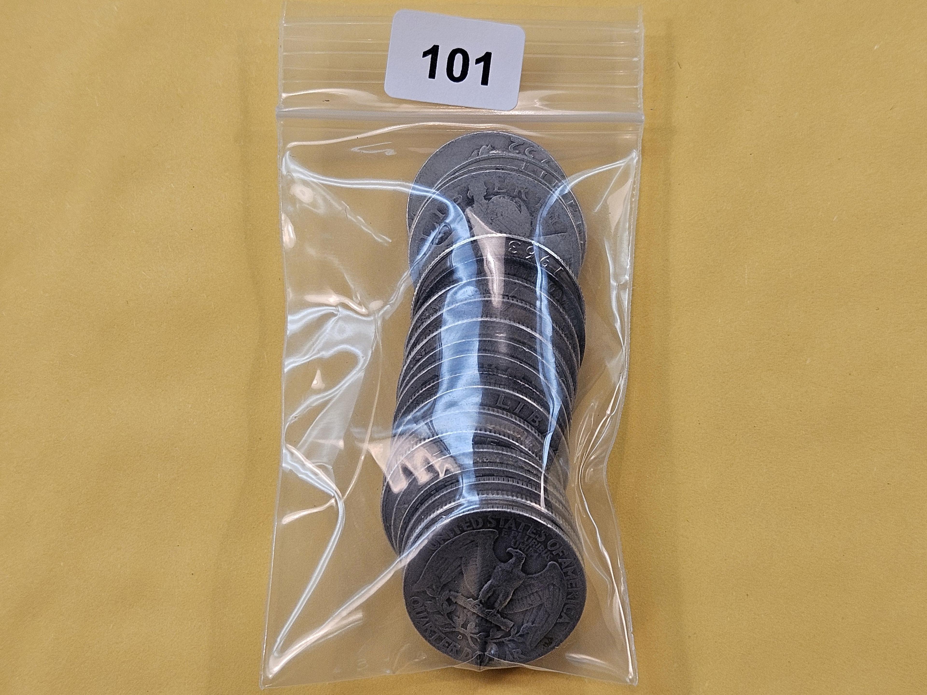 Bag of Twenty Washington Silver Quarters