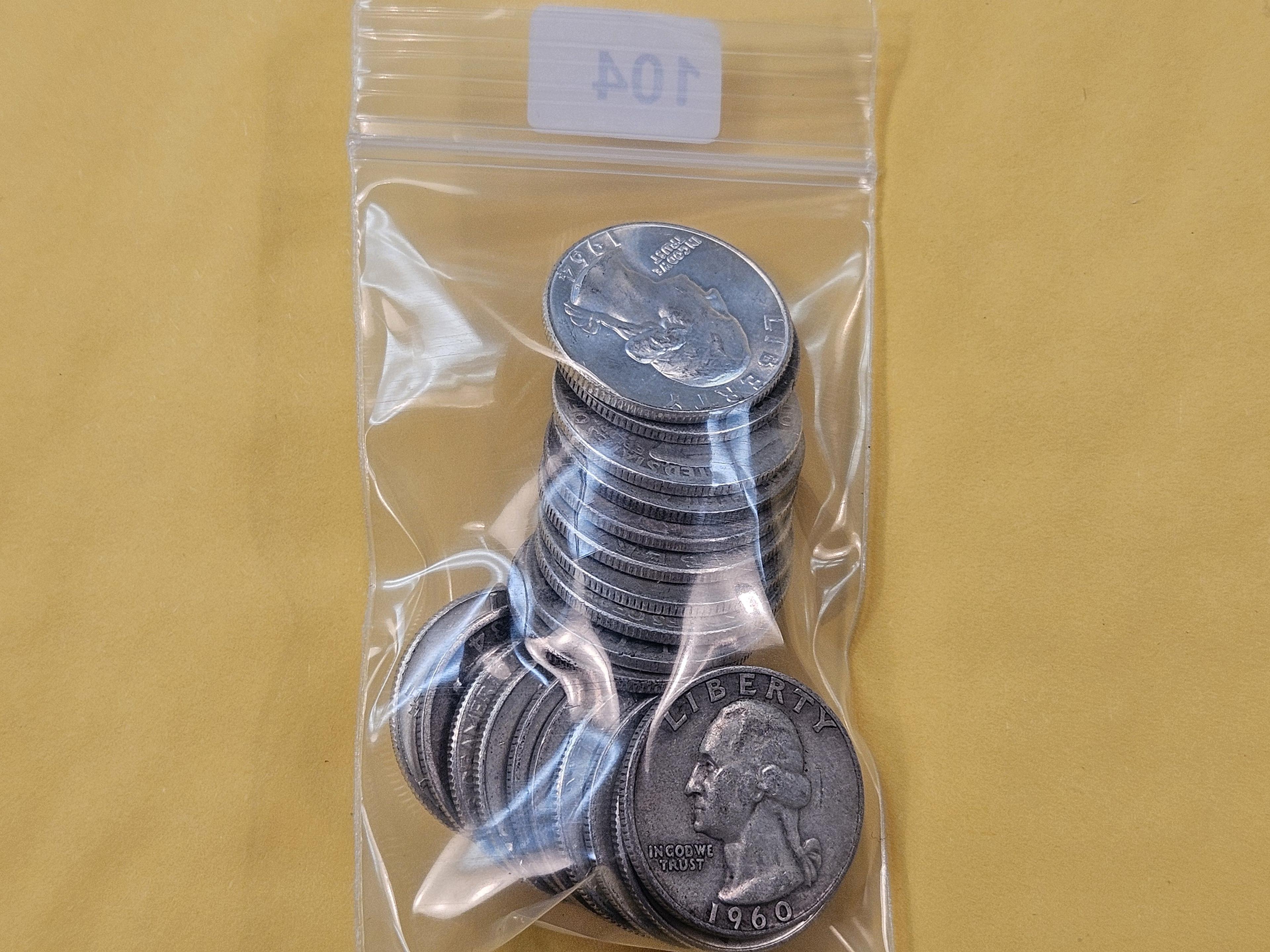Bag of Twenty Washington Silver Quarters