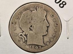 Semi-key 1893-S Barber Silver Half Dollar