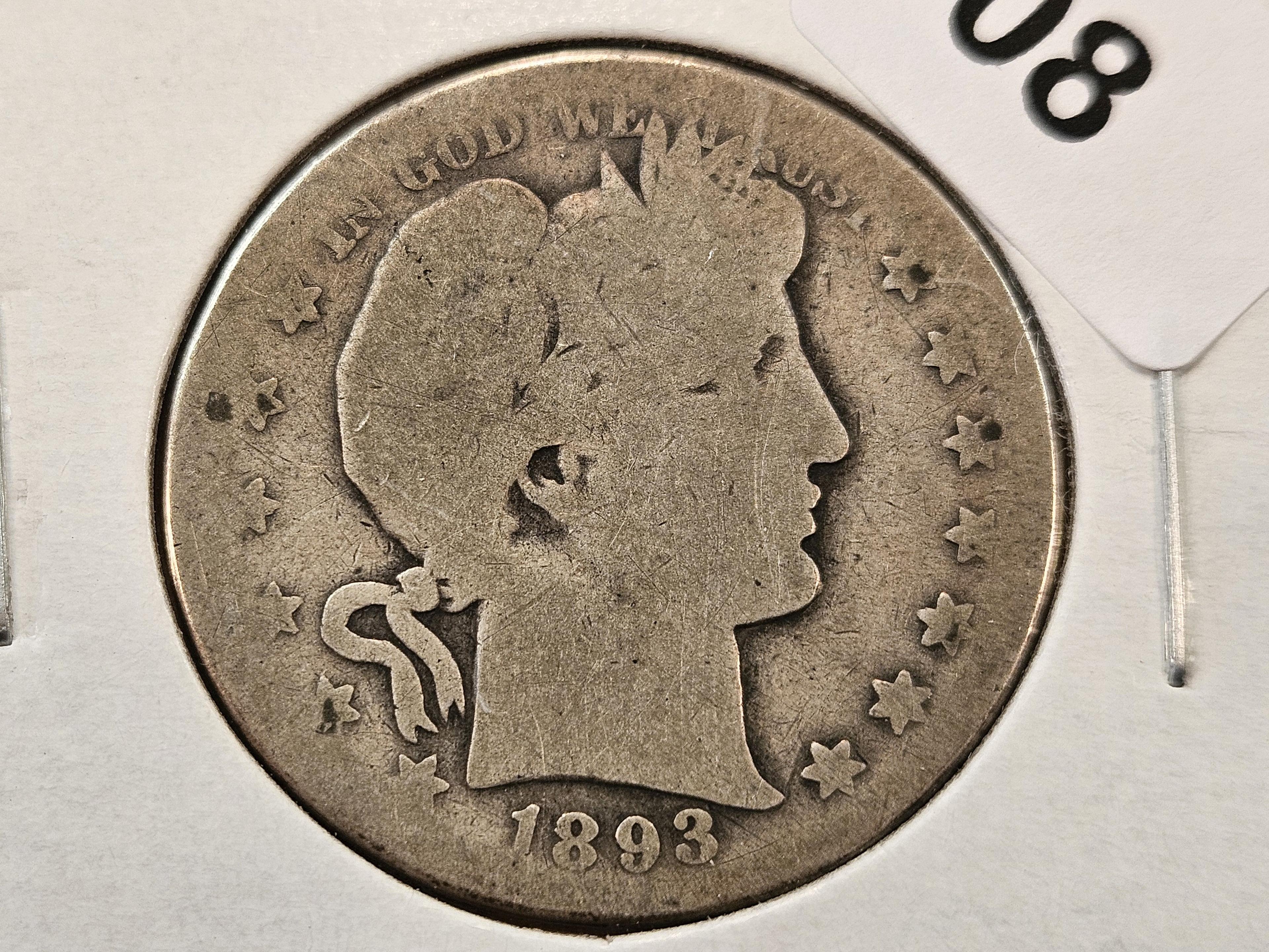 Semi-key 1893-S Barber Silver Half Dollar