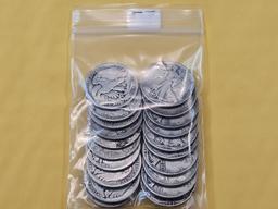Twenty Mixed Silver Half Dollars, Mostly Walkers