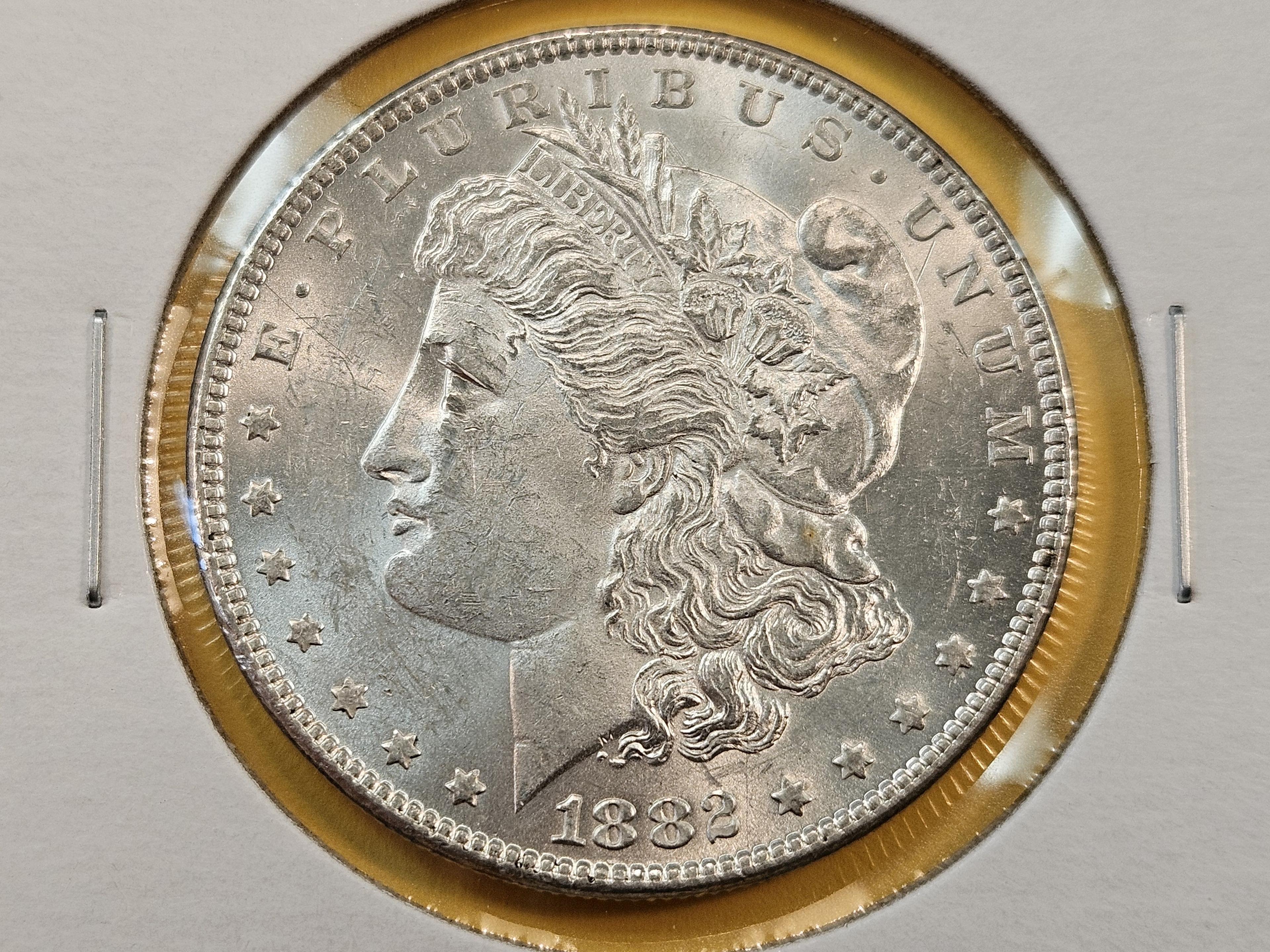 Two Bright About Uncirculated Morgan Silver Dollars