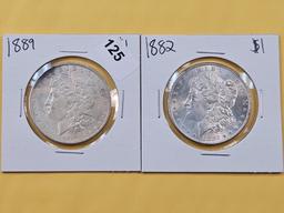 Two Bright About Uncirculated Morgan Silver Dollars