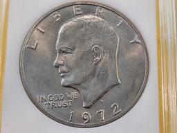 Five Uncirculated Eisenhower Dollars, one Silver