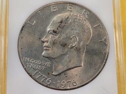 Five Uncirculated Eisenhower Dollars, one Silver