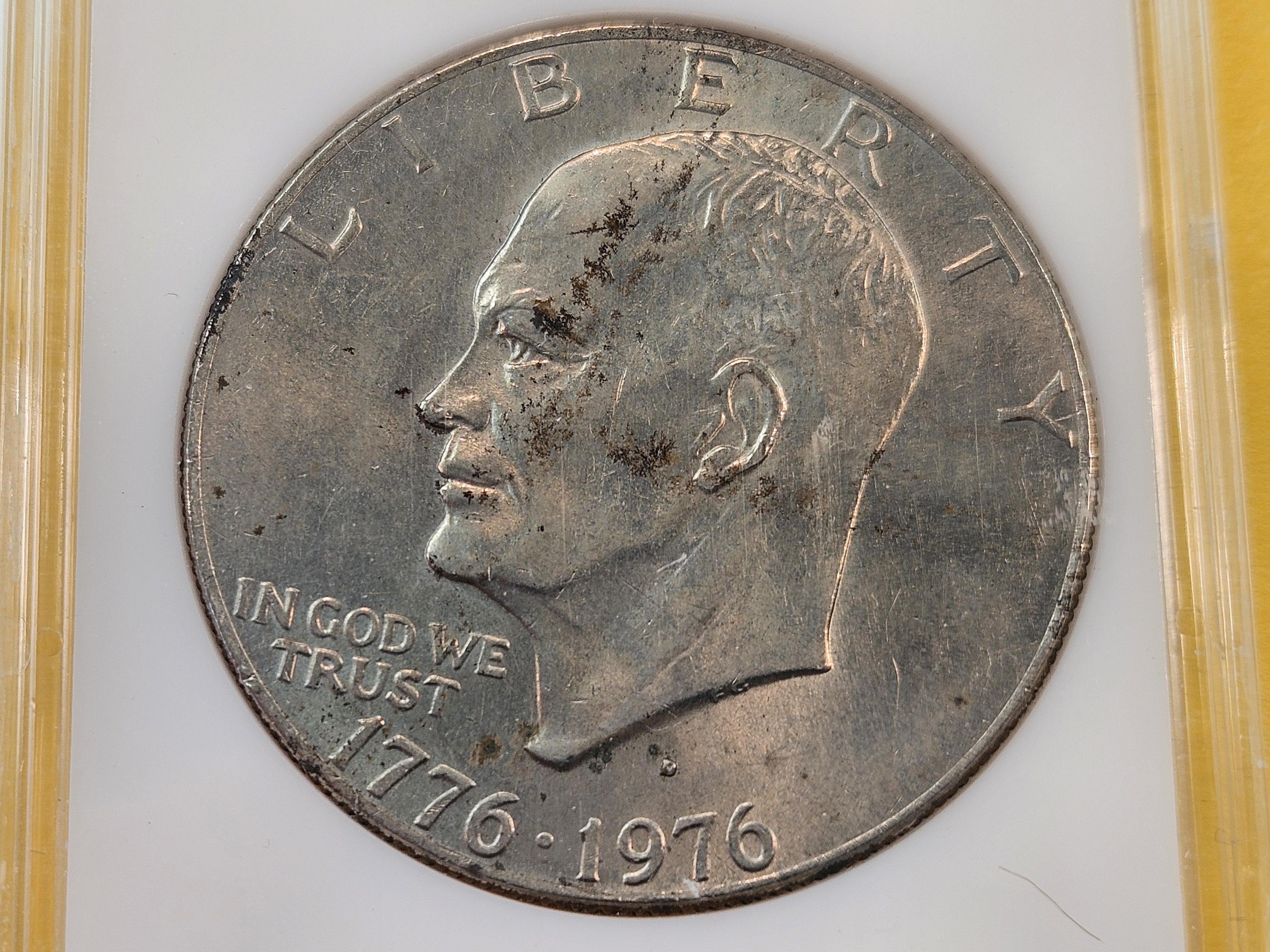 Five Uncirculated Eisenhower Dollars, one Silver