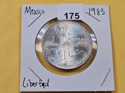 GEM Brilliant Uncirculated 1983 Mexico Silver Onza