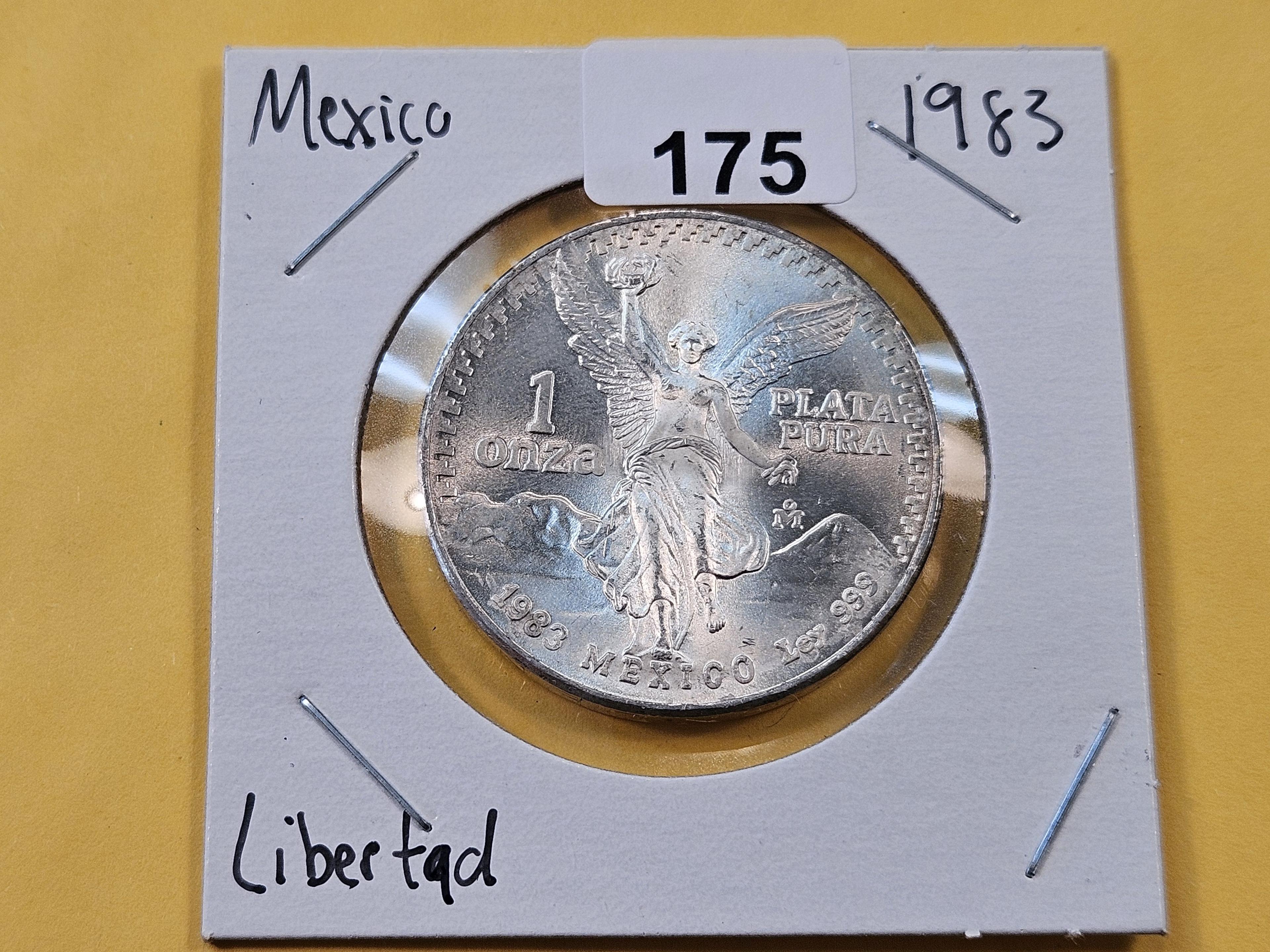 GEM Brilliant Uncirculated 1983 Mexico Silver Onza