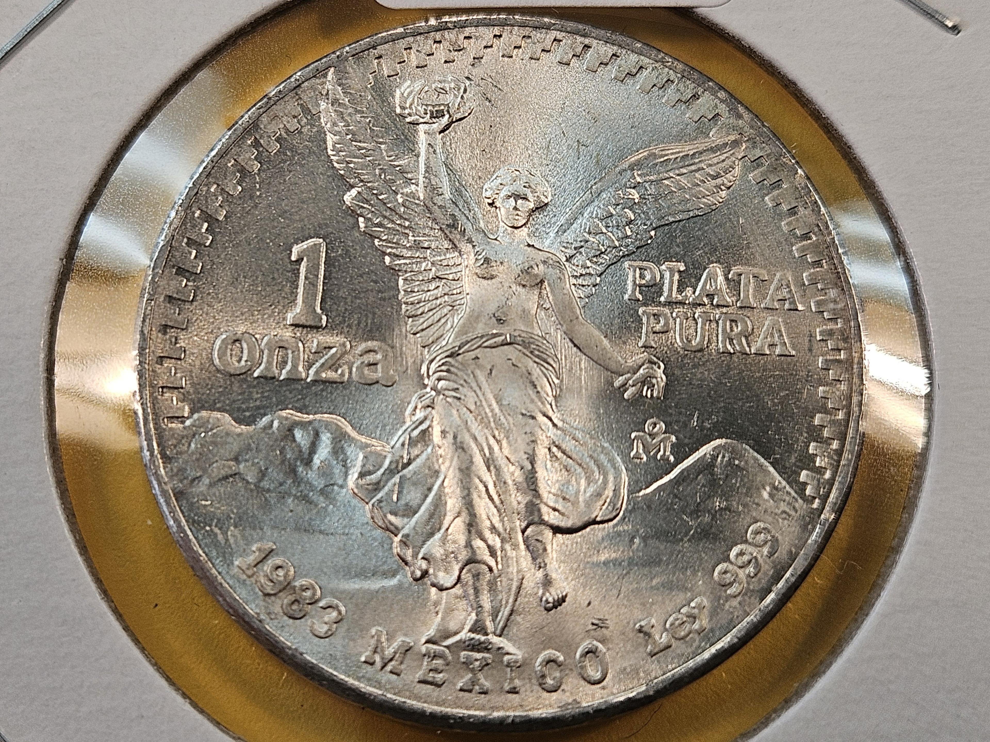 GEM Brilliant Uncirculated 1983 Mexico Silver Onza