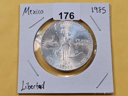 GEM Brilliant Uncirculated 1985 Mexico Silver Onza