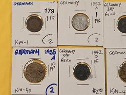 Twenty Circulated- About Uncirculated World coins from Germany
