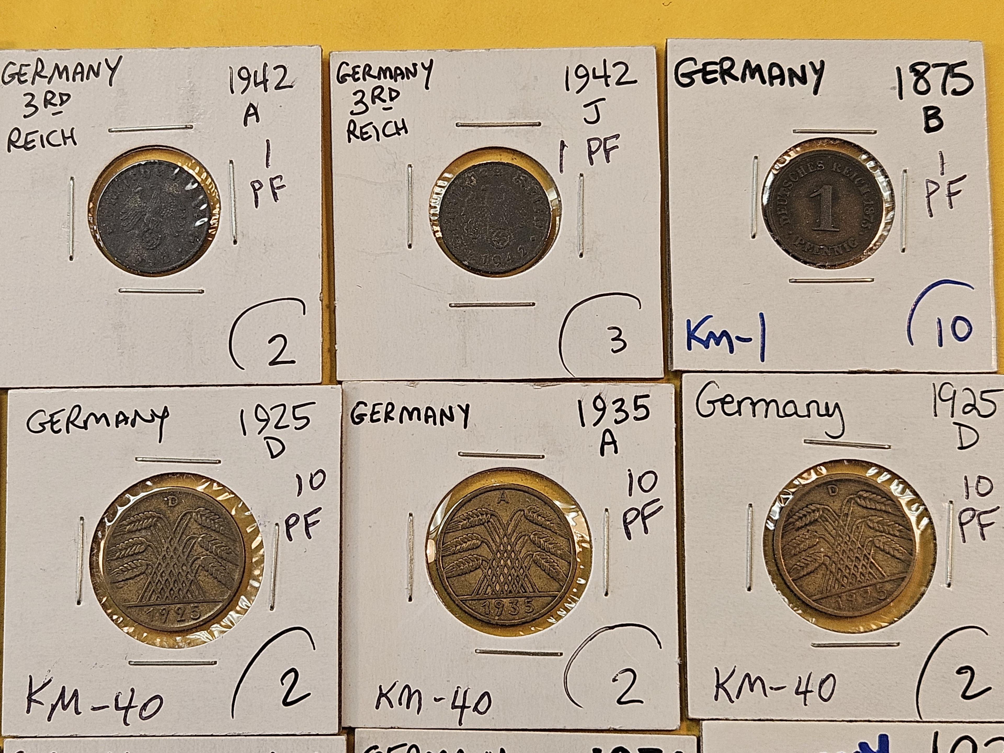 Twenty Circulated- About Uncirculated World coins from Germany